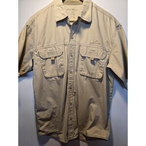 Eddie Bauer Short Sleeve Mens Shirt, Size M, ripstop safari fishing outdoor